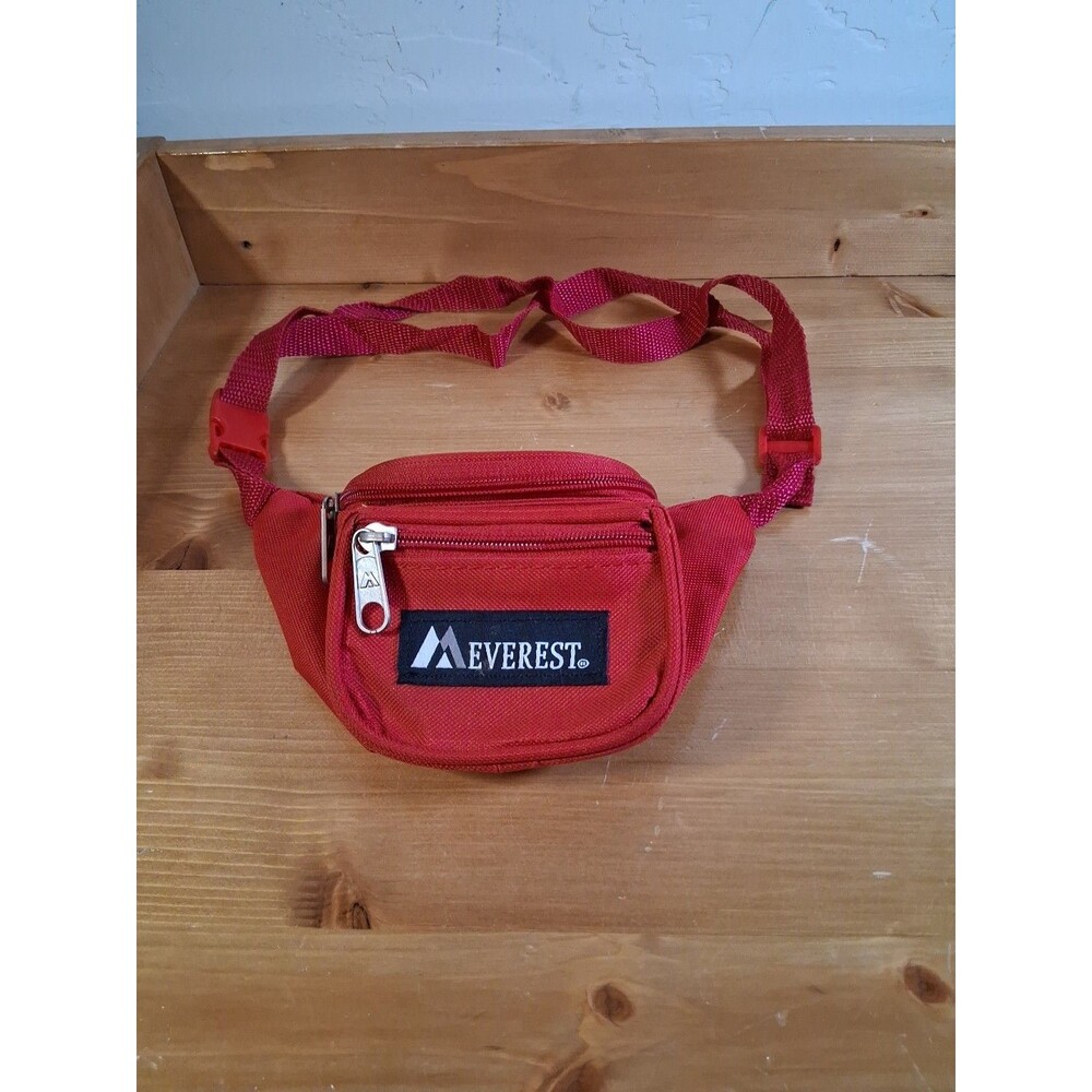 Fanny Pack Everest Youth Mini Logo Multi Pocket Red  ~ 8x5" Bum Bag